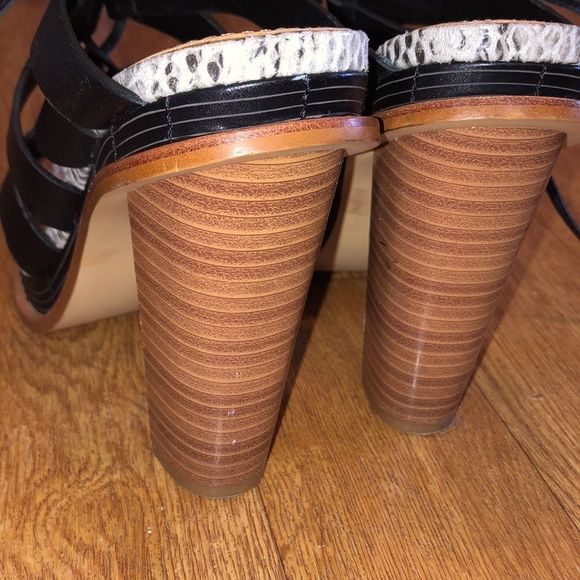 Calvin Klein Black & Grey Snakeskin Patterned Strappy Heels - Picture 7 of 8